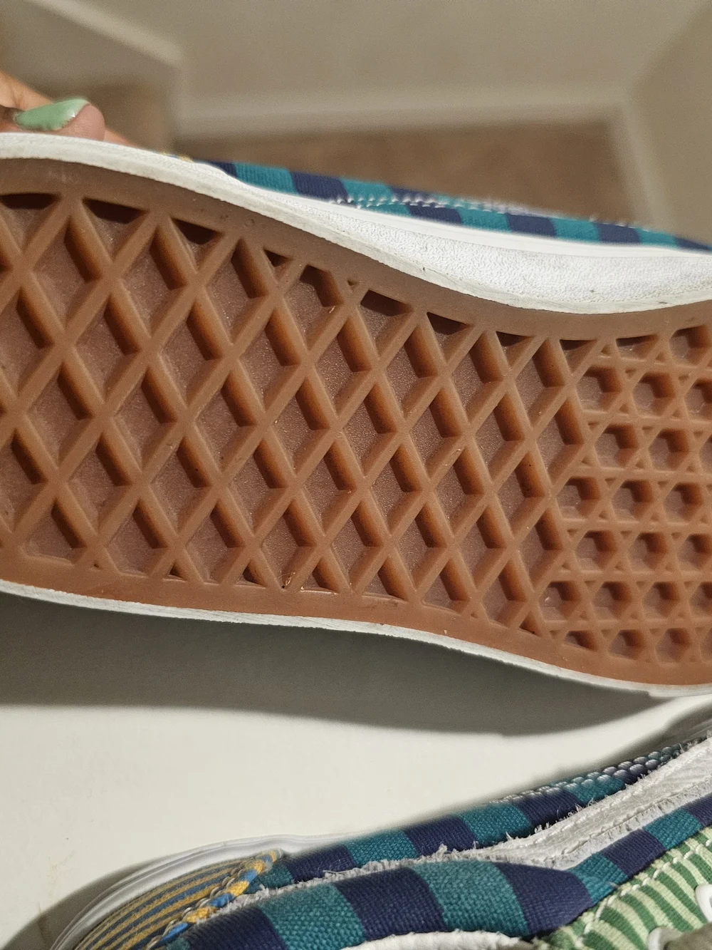 Vans Kids Red, Green and Teal Striped Canvas Sneakers